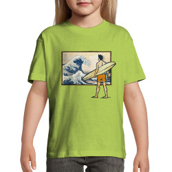 T-shirt enfant vert pomme Brice Hokusaï (Gondrax,Humour,Hokusaï,Musée,Skate)