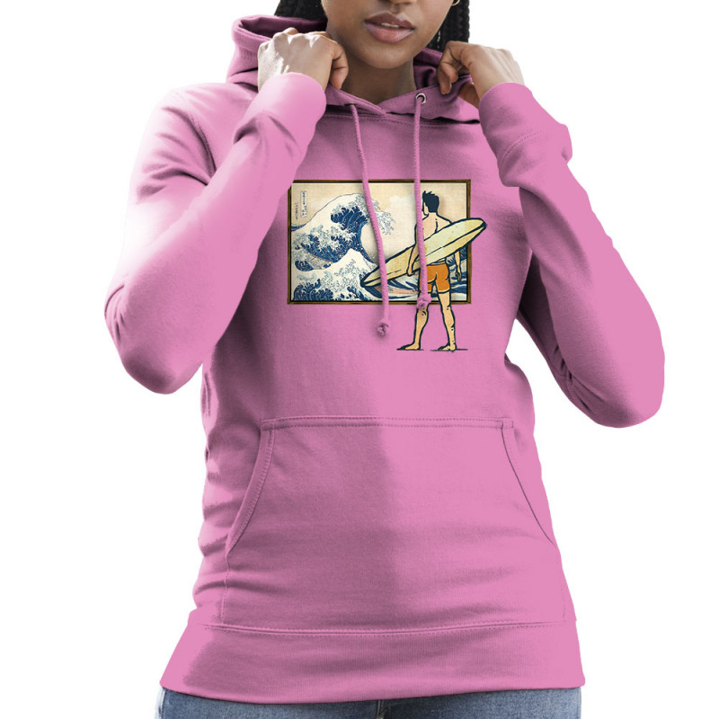 Sweat femme à capuche rose Brice Hokusaï (Gondrax,Humour,Hokusaï,Musée,Skate)