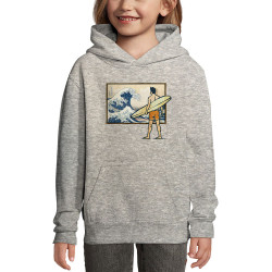 Sweat enfant à capuche gris chiné Brice Hokusaï (Gondrax,Humour,Hokusaï,Musée,Skate)