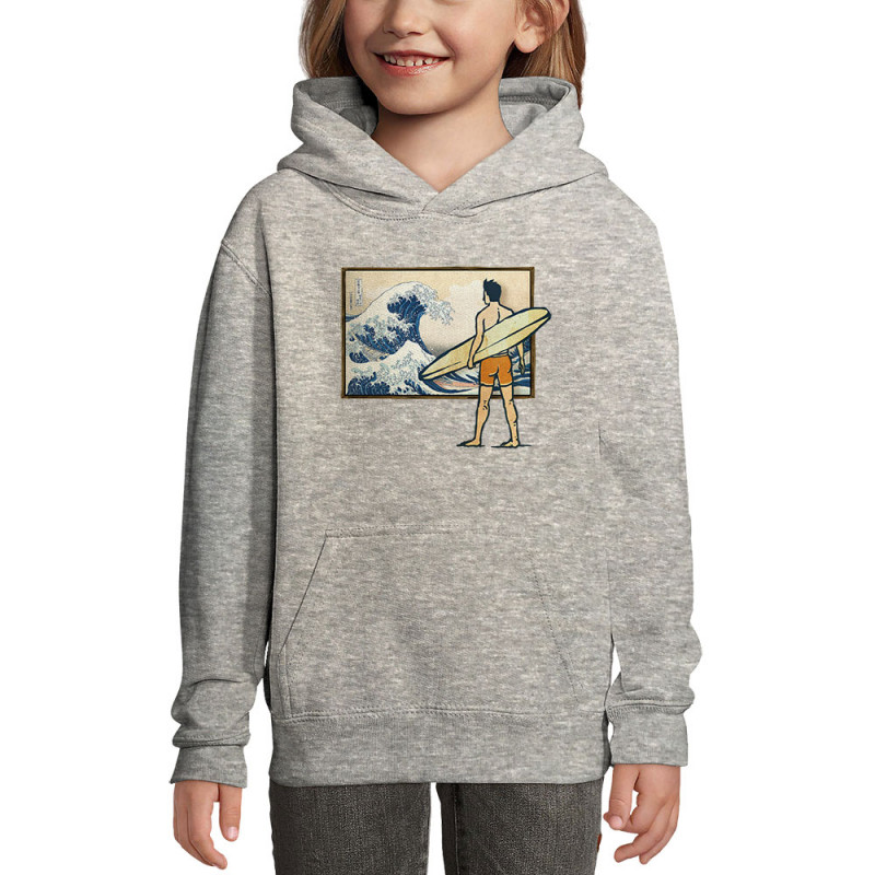Sweat enfant à capuche gris chiné Brice Hokusaï (Gondrax,Humour,Hokusaï,Musée,Skate)