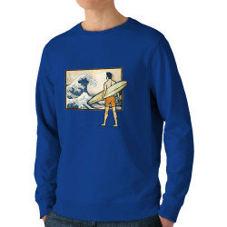 Sweat homme bio col rond bleu royal Brice Hokusaï (Gondrax,Humour,Hokusaï,Musée,Skate)