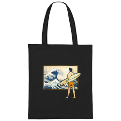 Sac shopping en toile noir Brice Hokusaï (Gondrax,Humour,Hokusaï,Musée,Skate)
