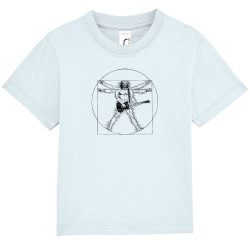 T-shirt bébé bleu ciel Vitruve Rock (Gondrax,Rock & Punk,Musée,Humour,Homme de Vitruve)