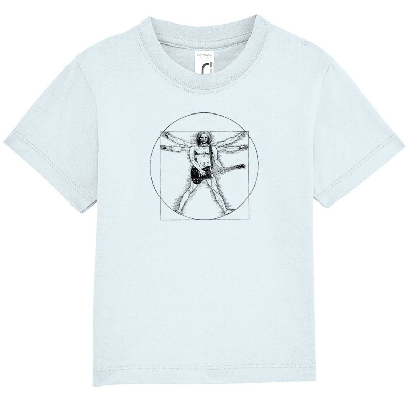 T-shirt bébé bleu ciel Vitruve Rock (Gondrax,Rock & Punk,Musée,Humour,Homme de Vitruve)