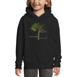 Sweat enfant à capuche noir Pas de nature Arbre (Gondrax,Ecologie,Slogans engagés)