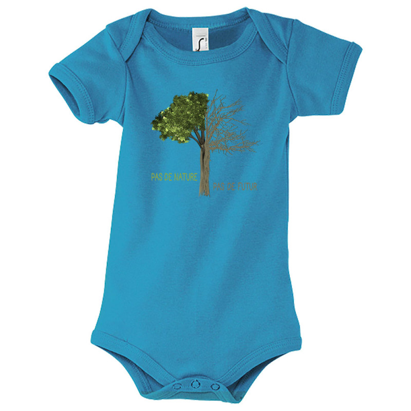 Body bébé bleu azur Pas de nature Arbre (Gondrax,Ecologie,Slogans engagés)