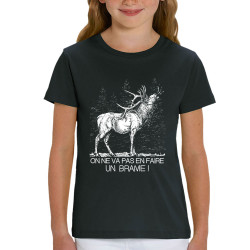 T-shirt enfant coton bio noir En faire un brame (Gondrax,Les Bébêtes,Humour,Animaux)