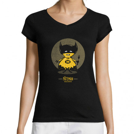T-shirt femme col V "Pâteman"