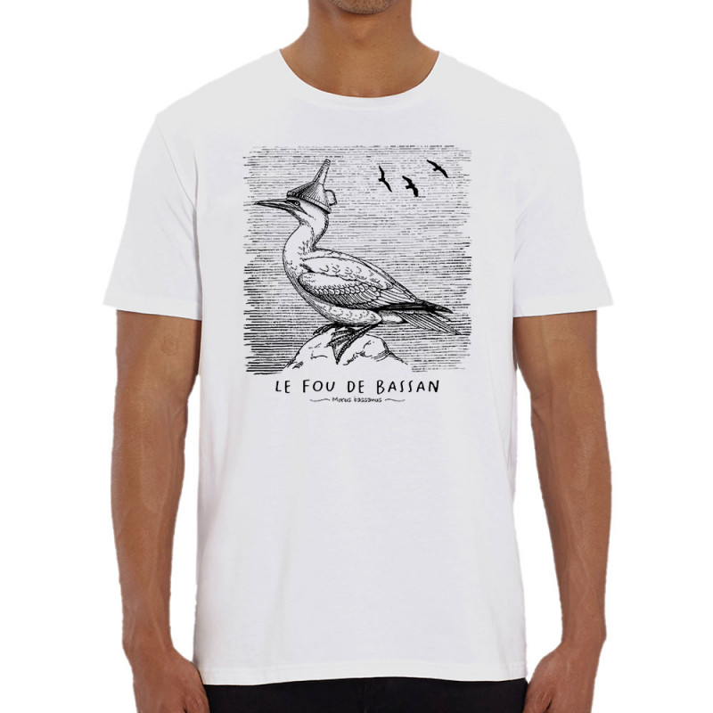 T-shirt homme coton bio blanc Le Fou de Bassan (Gondrax,Les Bébêtes,Animaux)