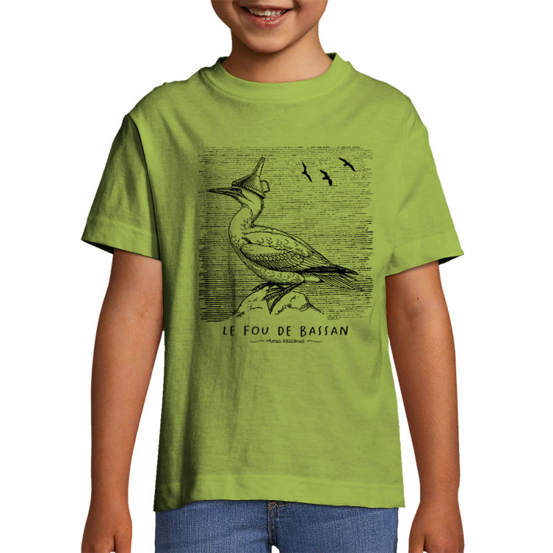 T-shirt enfant vert pomme Le Fou de Bassan (Gondrax,Les Bébêtes,Animaux)