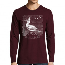 T-shirt homme manches longues bordeaux Le Fou de Bassan (Gondrax,Les Bébêtes,Animaux)