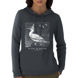 Sweat femme à capuche coton bio gris anthracite Le Fou de Bassan (Gondrax,Les Bébêtes,Animaux)