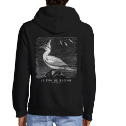 Sweat homme à capuche zippé noir Le Fou de Bassan (Gondrax,Les Bébêtes,Animaux)