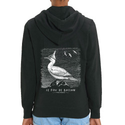 Sweat femme zippé à capuche coton bio noir Le Fou de Bassan (Gondrax,Les Bébêtes,Animaux)