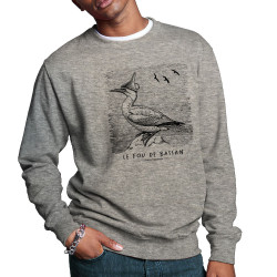 Sweat homme col rond gris chiné Le Fou de Bassan (Gondrax,Les Bébêtes,Animaux)