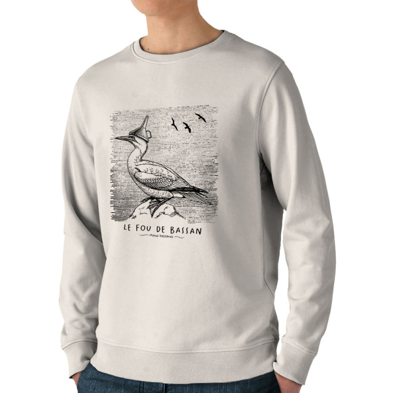 Sweat homme bio col rond naturel Le Fou de Bassan (Gondrax,Les Bébêtes,Animaux)