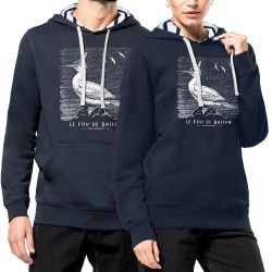 Sweat capuche à motifs unisexe bleu marine et marinière Le Fou de Bassan (Gondrax,Les Bébêtes,Animaux)