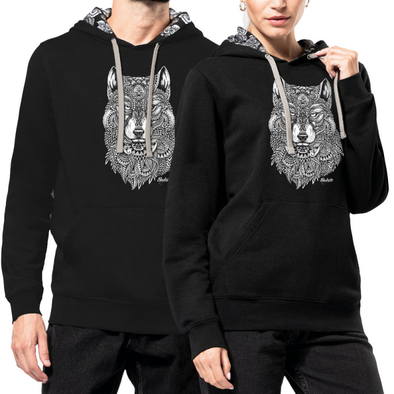 Sweat capuche à motifs unisexe noir et têtes de mort mexicaines Bad River - The Wolf (Taïry Greene,Bad River,Animaux)