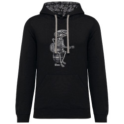 Sweat capuche à motifs unisexe noir et têtes de mort mexicaines Santa Muerte - El Guitarrista (Santa Muerte,Têtes de morts,Rock 