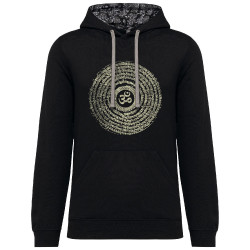 Sweat capuche à motifs unisexe noir et têtes de mort mexicaines Ohm Spiral (Ethnique,teufeur)