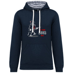 Sweat capuche à motifs unisexe bleu marine et marinière Let There Beer Rock (Gondrax,Alcool,Rock & Punk,Humour)