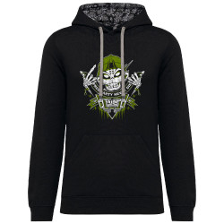 Sweat capuche à motifs unisexe noir et têtes de mort mexicaines Free Party Never Die (E Cone,teufeur)