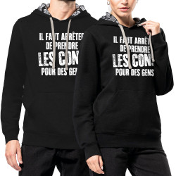 Sweat capuche à motifs unisexe noir et têtes de mort mexicaines Il faut arrêter de prendre les cons pour des gens (Franck,Humour