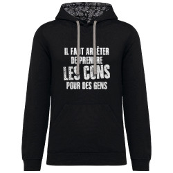 Sweat capuche à motifs unisexe noir et têtes de mort mexicaines Il faut arrêter de prendre les cons pour des gens (Franck,Humour