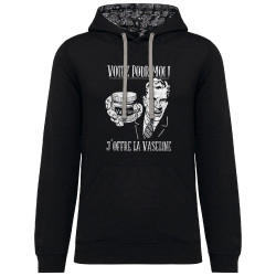 Sweat capuche à motifs unisexe noir et têtes de mort mexicaines Votez pour moi Vaseline (Gondrax,Slogans engagés,Elections)