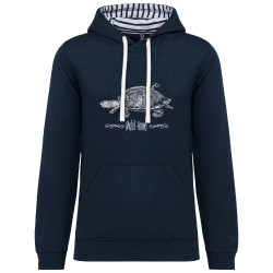Sweat capuche à motifs unisexe bleu marine et marinière Mobil Home (Gondrax,Animaux,Humour,Les Bébêtes)