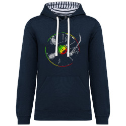 Sweat capuche à motifs unisexe bleu marine et marinière Reggae Vinyl (Reggae)