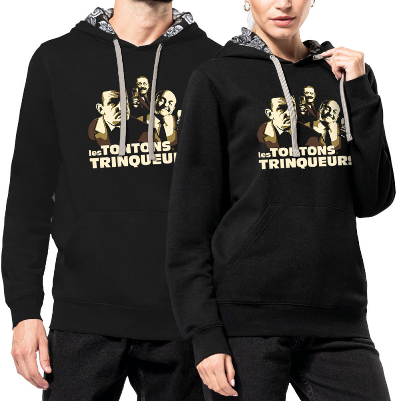 Sweat capuche à motifs unisexe noir et têtes de mort mexicaines Les Tontons Trinqueurs (Trabe,Humour,Alcool,Les Tontons Flingueu