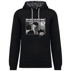 Sweat capuche à motifs unisexe noir et têtes de mort mexicaines Les cons ça ose tout (Films/Séries,Les Tontons Flingueurs)