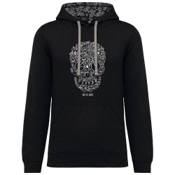 Sweat capuche à motifs unisexe noir et têtes de mort mexicaines Bike or Death (Caffein Art,Ecologie,Têtes de morts,Vélo)
