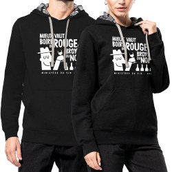 Sweat capuche à motifs unisexe noir et têtes de mort mexicaines Mieux vaut boire du rouge (Alex Kidd,Alcool,Humour,Slogans Débil