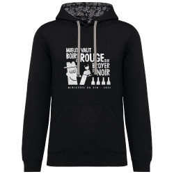 Sweat capuche à motifs unisexe noir et têtes de mort mexicaines Mieux vaut boire du rouge (Alex Kidd,Alcool,Humour,Slogans Débil