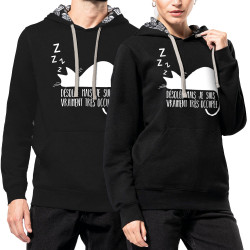 Sweat capuche à motifs unisexe noir et têtes de mort mexicaines Désolée mais je suis très occupée (Gondrax,Animaux,Humour,Chats,