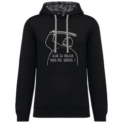 Sweat capuche à motifs unisexe noir et têtes de mort mexicaines Aide la police (Slogans engagés,Humour)