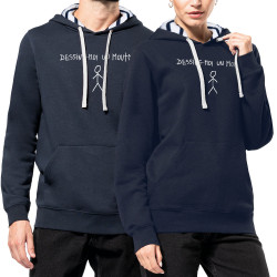 Sweat capuche à motifs unisexe bleu marine et marinière Dessine moi un mouton (Gondrax,Humour,Slogans engagés)
