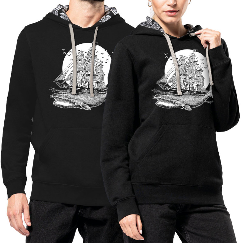 Sweat capuche à motifs unisexe noir et têtes de mort mexicaines Whale Boat (Gondrax,Animaux,Têtes de morts)