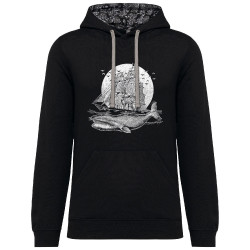 Sweat capuche à motifs unisexe noir et têtes de mort mexicaines Whale Boat (Gondrax,Animaux,Têtes de morts)