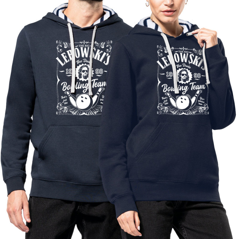 Sweat capuche à motifs unisexe bleu marine et marinière Big Lebowski (Films/Séries)