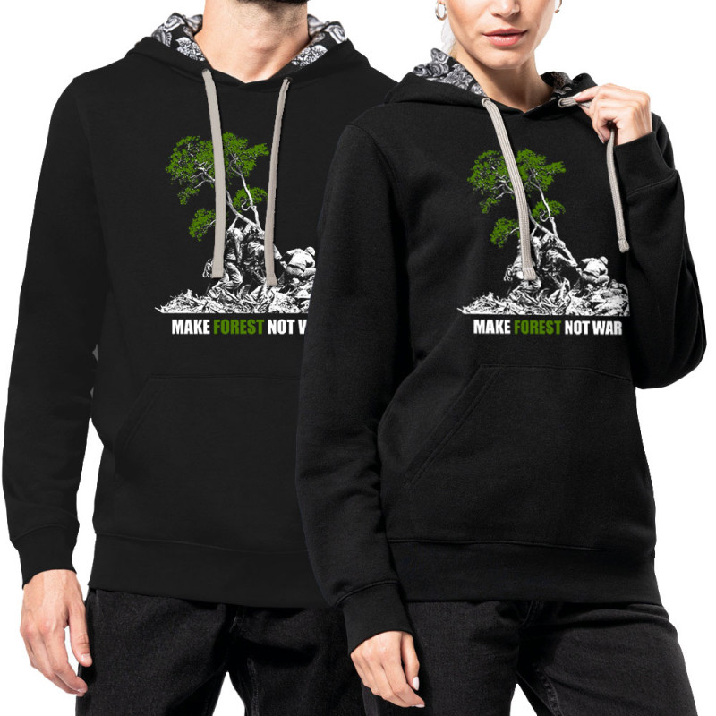 Sweat capuche à motifs unisexe noir et têtes de mort mexicaines Make Forest Not War (Gondrax,Ecologie,Slogans engagés)
