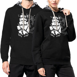 Sweat capuche à motifs unisexe noir et têtes de mort mexicaines Pirate Boat (Gondrax,Têtes de morts)