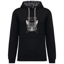 Sweat capuche à motifs unisexe noir et têtes de mort mexicaines Chat-foin (Gondrax,Les Bébêtes,Animaux,Chats)