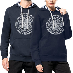 Sweat capuche à motifs unisexe bleu marine et marinière Aie confiance (Gondrax,Slogans Débiles,Humour)