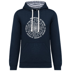 Sweat capuche à motifs unisexe bleu marine et marinière Aie confiance (Gondrax,Slogans Débiles,Humour)
