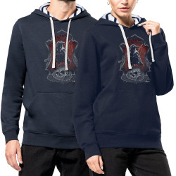 Sweat capuche à motifs unisexe bleu marine et marinière Diabolik Evil Crow (Simon,Diabolik,Têtes de morts,Enfer)