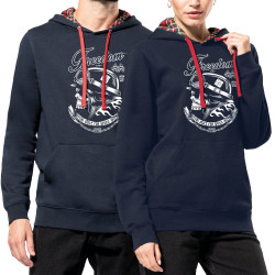 Sweat capuche à motifs unisexe bleu marine et rouge tartan Copper Bones - Built For Speed (Simon,Copper Bones,Têtes de morts,Mot