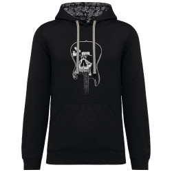 Sweat capuche à motifs unisexe noir et têtes de mort mexicaines Dead Guitar (Rock & Punk,Têtes de morts)